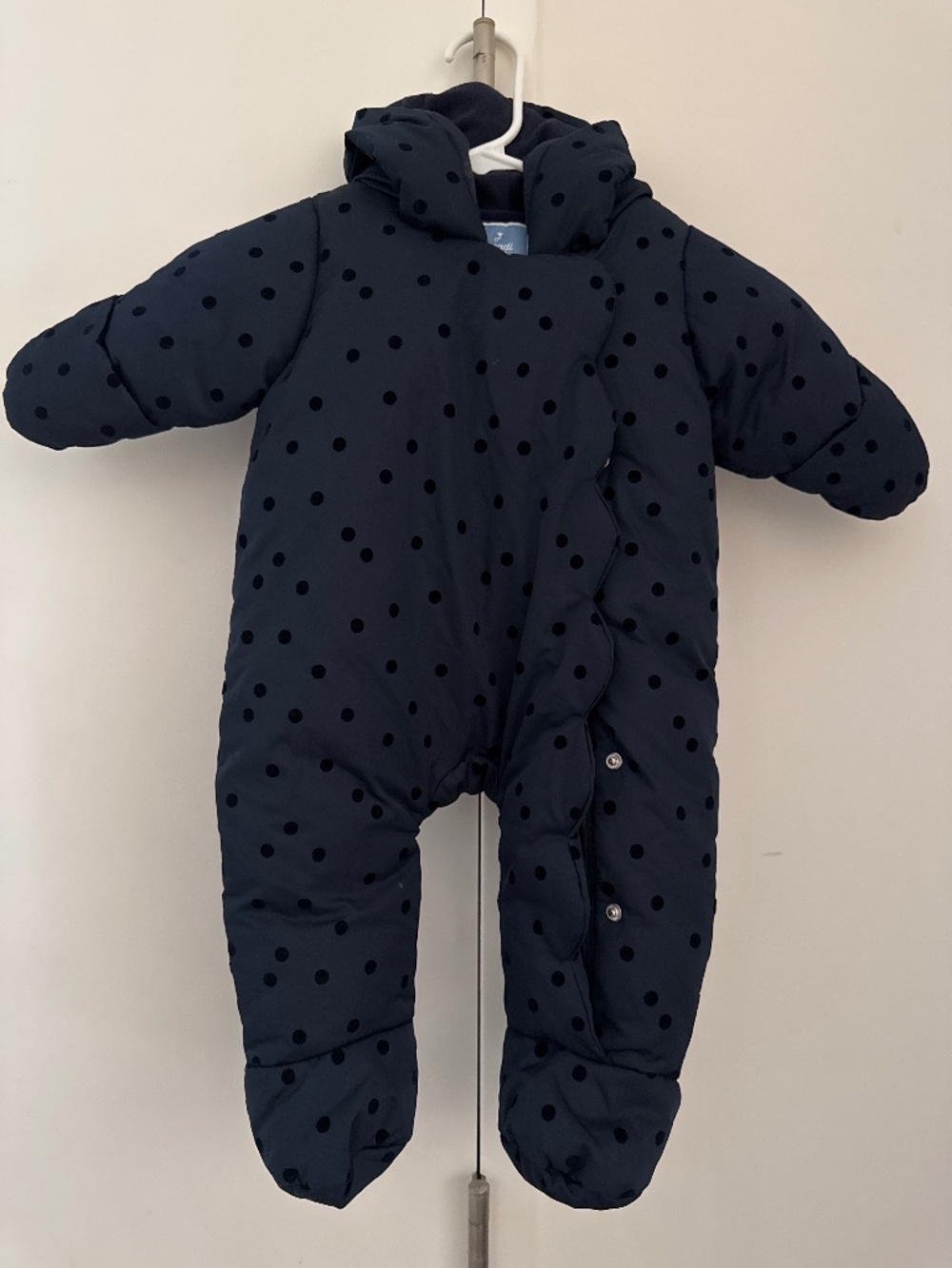 Jacadi Paris Baby Snowsuit Navy Polka Dot 6M 67cm EU